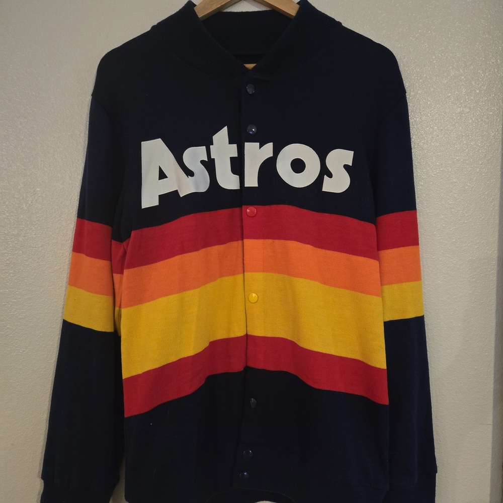 Mitchell & Ness Astros Navy Cardigan with Stripes